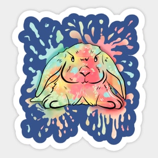 Easter Holland Lop RabbIt With Blue Background Sticker